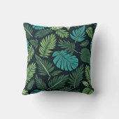 Jungle Foliage Pattern – Lush Tropical Leaf Design クッション (裏面)