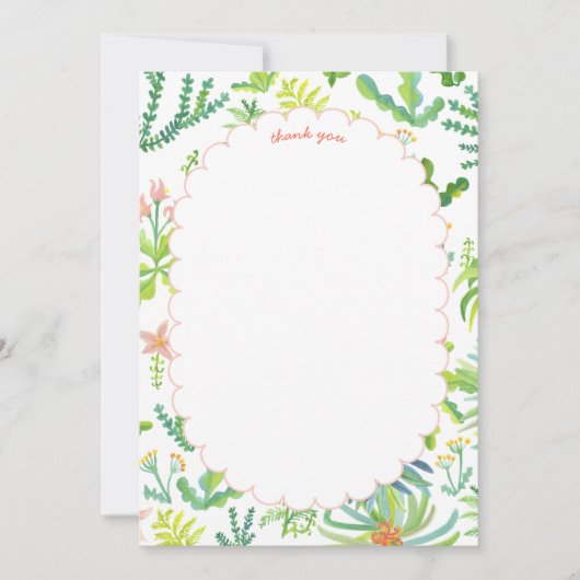 Jungle Garden Watercolor Custom BRIDAL SHOWER サンキューカード (正面)