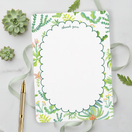 Jungle Garden Watercolor Custom BRIDAL SHOWER サンキューカード