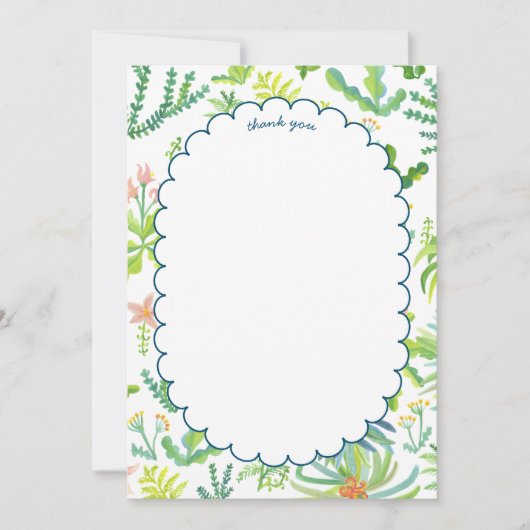 Jungle Garden Watercolor Custom BRIDAL SHOWER サンキューカード (正面)