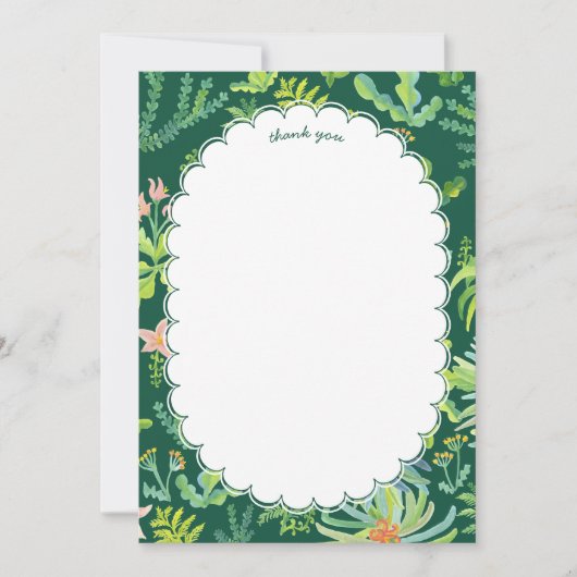 Jungle Garden Watercolor Custom BRIDAL SHOWER サンキューカード (正面)