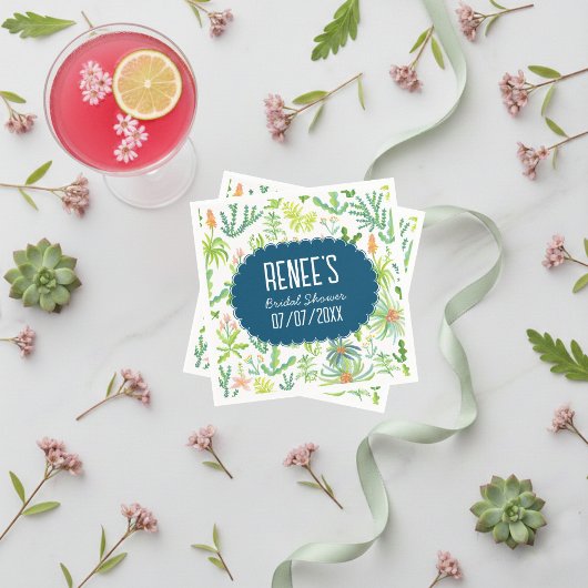 Jungle Garden Watercolor Custom BRIDAL SHOWER スタンダードカクテルナプキン