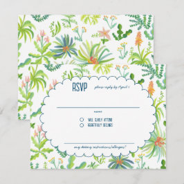 Jungle Garden Watercolor Custom BRIDAL SHOWER 出欠カード