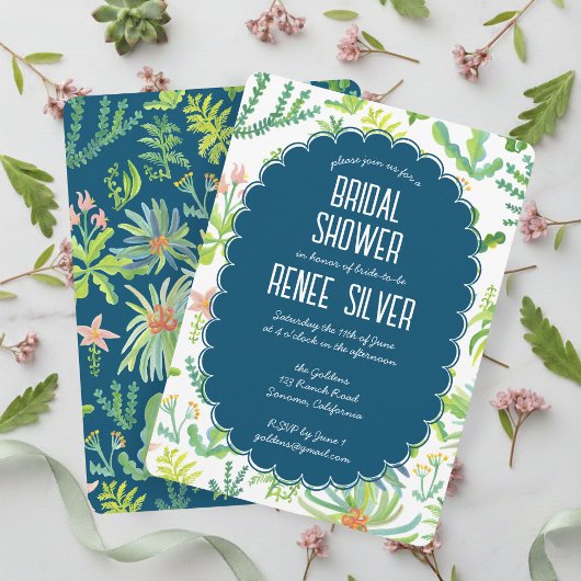 Jungle Garden Watercolor Custom BRIDAL SHOWER 招待状
