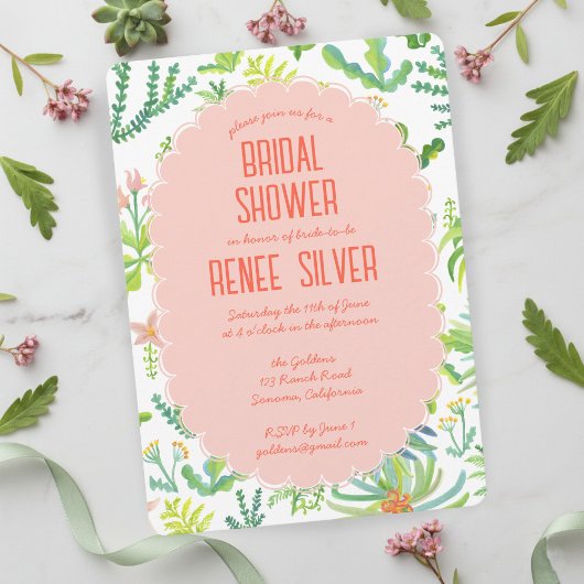 Jungle Garden Watercolor Custom BRIDAL SHOWER 招待状