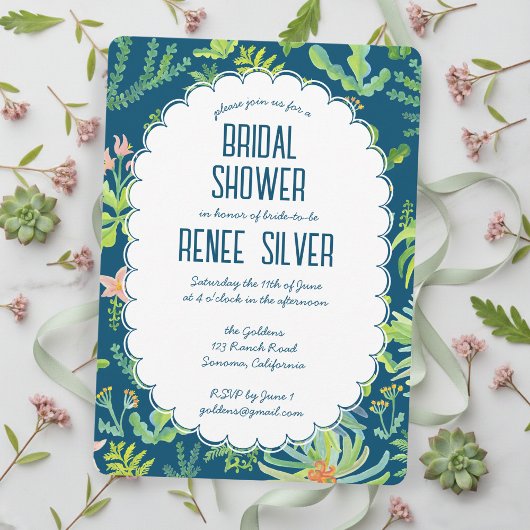 Jungle Garden Watercolor Custom BRIDAL SHOWER 招待状