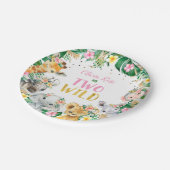 Jungle Girl Birthday Safari Animals Paper Plates ペーパープレート (アングル)