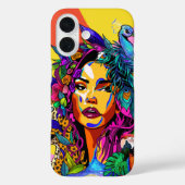 Jungle Goddess Pop Art Peacock Portrait iPhone 16  Case-Mate iPhoneケース (裏面)