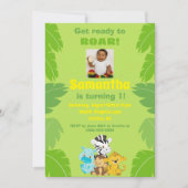 Jungle Jamboree 1st Birthday Green Safari 招待状 (正面)