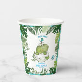 Jungle Leaves and Hatching Dino Boy Baby Shower  紙コップ (正面)