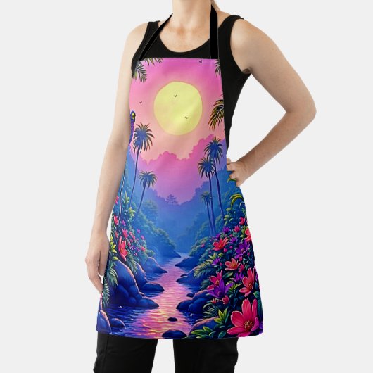 Jungle Moon Blue Parrot Paradise エプロン (インサイチュ)