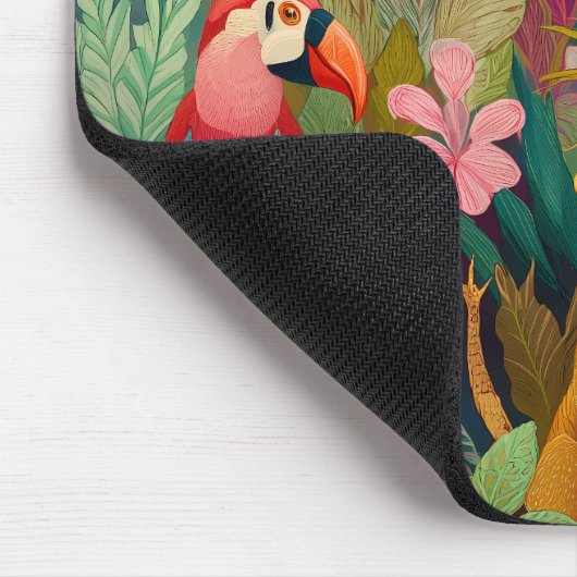 Jungle Mouse Pad–Leopard, Parrot, Toucan & Monkey マウスパッド (コーナー)