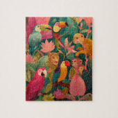 Jungle Puzzle – Leopard, Parrot, Toucan & Monkey ジグソーパズル (縦)