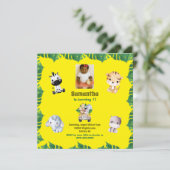 Jungle Safari 1st Birthday Cute Animal Theme 招待状 (スタンド正面)