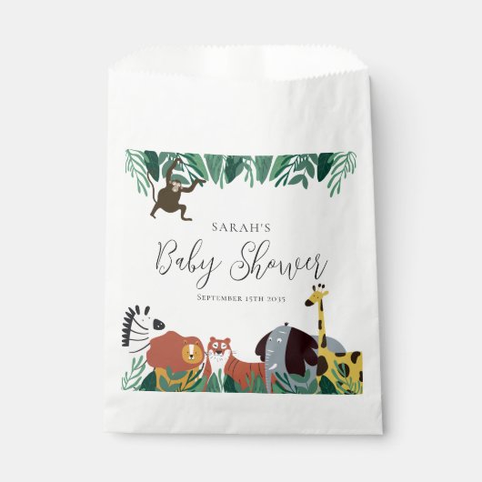 Jungle Safari Animals Baby Shower フェイバーバッグ (正面)