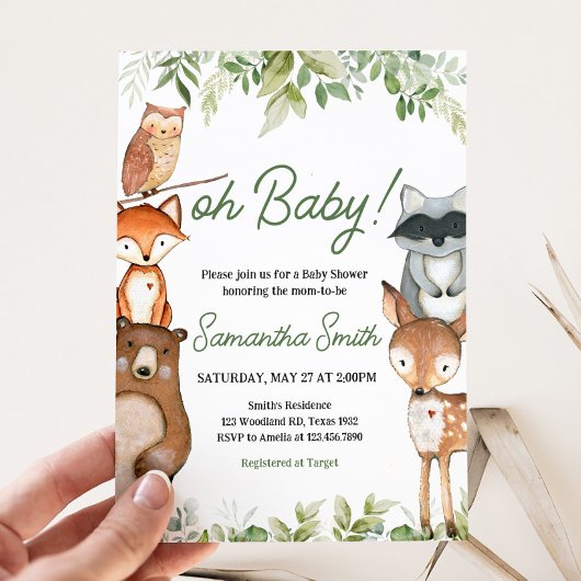 Jungle Safari Animals Baby Shower 招待状