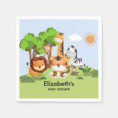 Jungle Safari Animals Baby Shower Boy スタンダードカクテルナプキン (正面)