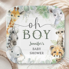 Jungle Safari Animals Baby Shower Boy Baby Shower ペーパープレート