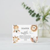 Jungle Safari Animals Baby Shower Diaper Raffle エンクロージャーカード (スタンド正面)