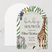 Jungle Safari Animals Baby Shower Invitation  招待状 (正面/裏面)