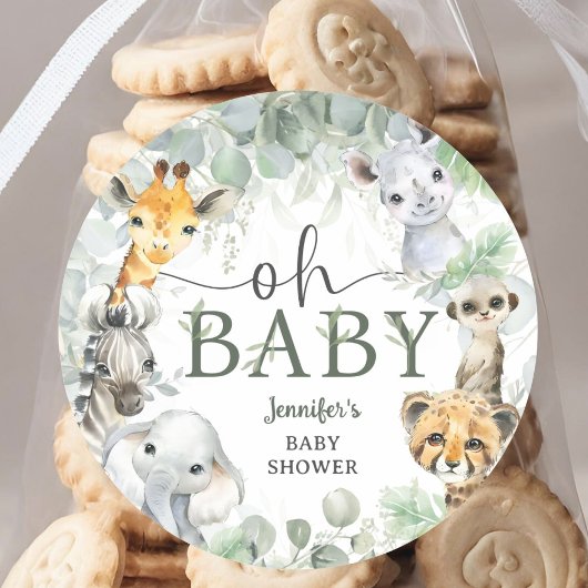 Jungle Safari Animals Baby Shower Oh Baby ラウンドシール