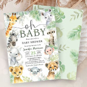 Jungle  Safari Animals Baby Shower Oh Baby  招待状