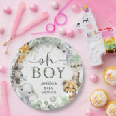 Jungle Safari Animals Baby Shower Oh Boy ペーパープレート (パーティー)