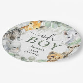 Jungle Safari Animals Baby Shower Oh Boy ペーパープレート (アングル)