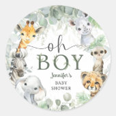 Jungle Safari Animals Baby Shower Oh Boy ラウンドシール (正面)