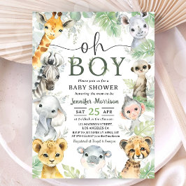 Jungle  Safari Animals Baby Shower Oh Boy 招待状