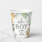 Jungle Safari Animals Baby Shower Oh Boy 紙コップ (裏面)