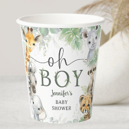 Jungle Safari Animals Baby Shower Oh Boy 紙コップ