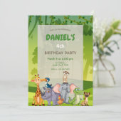 Jungle Safari Animals Birthday Party 招待状 (スタンド正面)