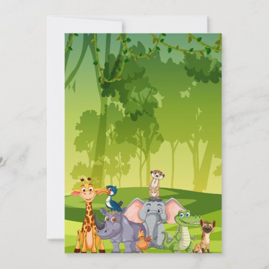 Jungle Safari Animals Birthday Party 招待状 (裏面)