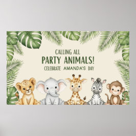 Jungle Safari Animals Birthday Party Poster ポスター