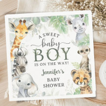 Jungle Safari Animals Boy Baby Shower Tropical