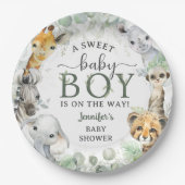 Jungle Safari Animals Boy Baby Shower Tropical ペーパープレート (正面)