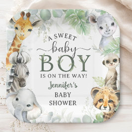 Jungle Safari Animals Boy Baby Shower Tropical ペーパープレート