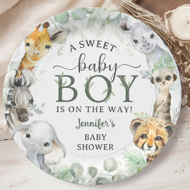 Jungle Safari Animals Boy Baby Shower Tropical ペーパープレート