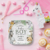 Jungle Safari Animals Boy Baby Shower Tropical ペーパープレート (パーティー)