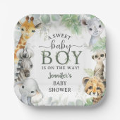 Jungle Safari Animals Boy Baby Shower Tropical ペーパープレート (正面)