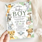 Jungle Safari Animals Boy Baby Shower Tropical 招待状