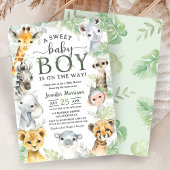 Jungle Safari Animals Boy Baby Shower Tropical 招待状