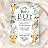 Jungle Safari Animals Boy Baby Shower Tropical 招待状
