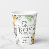 Jungle Safari Animals Boy Baby Shower Tropical 紙コップ (裏面)
