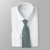 Jungle Safari Animals Pattern Blue Neck Tie ネクタイ (タイ)