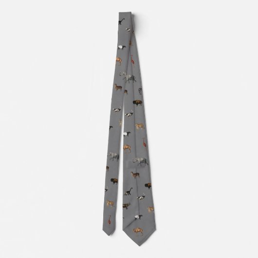 Jungle Safari Animals Pattern Dark Grey Neck Tie ネクタイ (裏面)