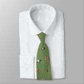 Jungle Safari Animals Pattern Green Neck Tie ネクタイ (タイ)
