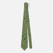 Jungle Safari Animals Pattern Green Neck Tie ネクタイ (正面)