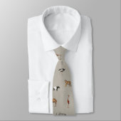 Jungle Safari Animals Pattern Grey Neck Tie ネクタイ (タイ)